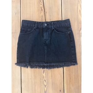 We The Free Black Denim Mini Skirt‎ Frayed Hem Womens Size 00